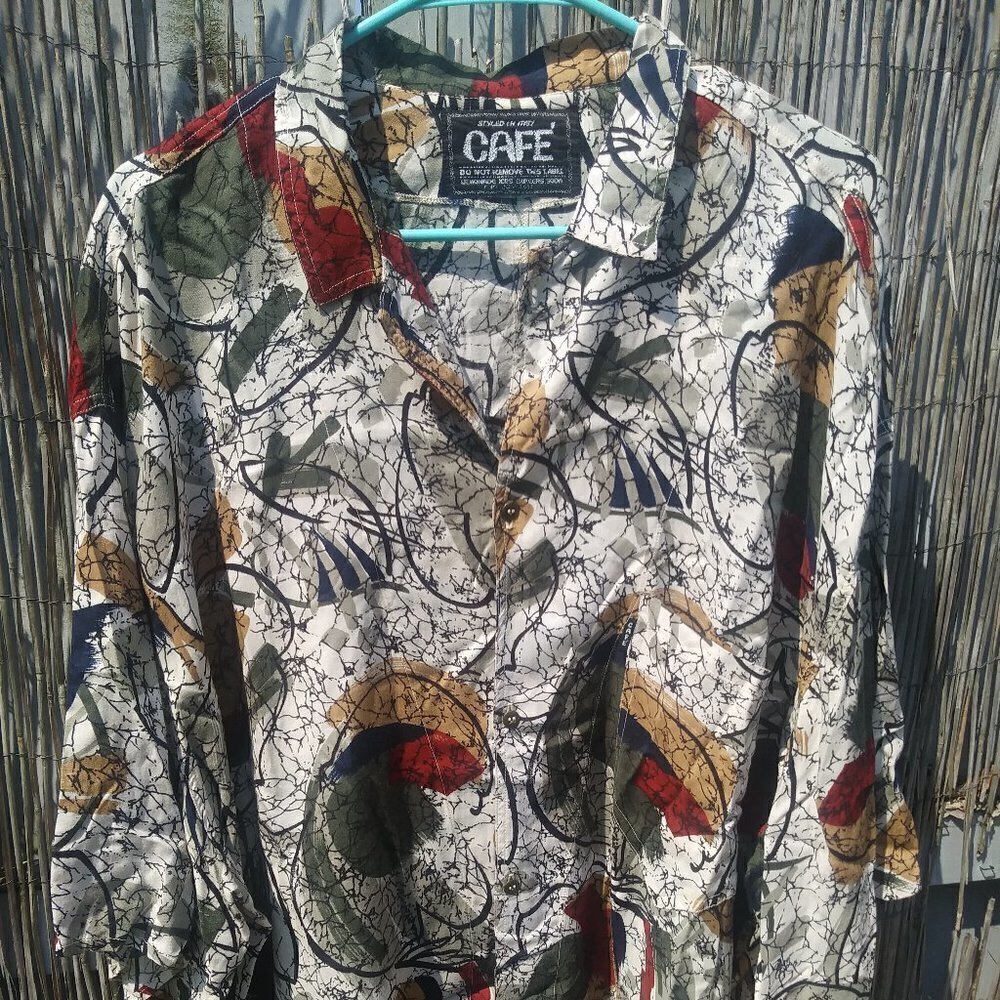 Vintage Cafe Italy Button Down Shirt Men - Shoulders 22"W